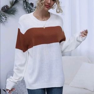 Two Toned White Sweater